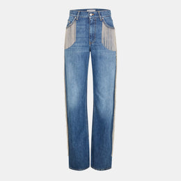 High Waisted Edge Detail Wide Leg Jeans