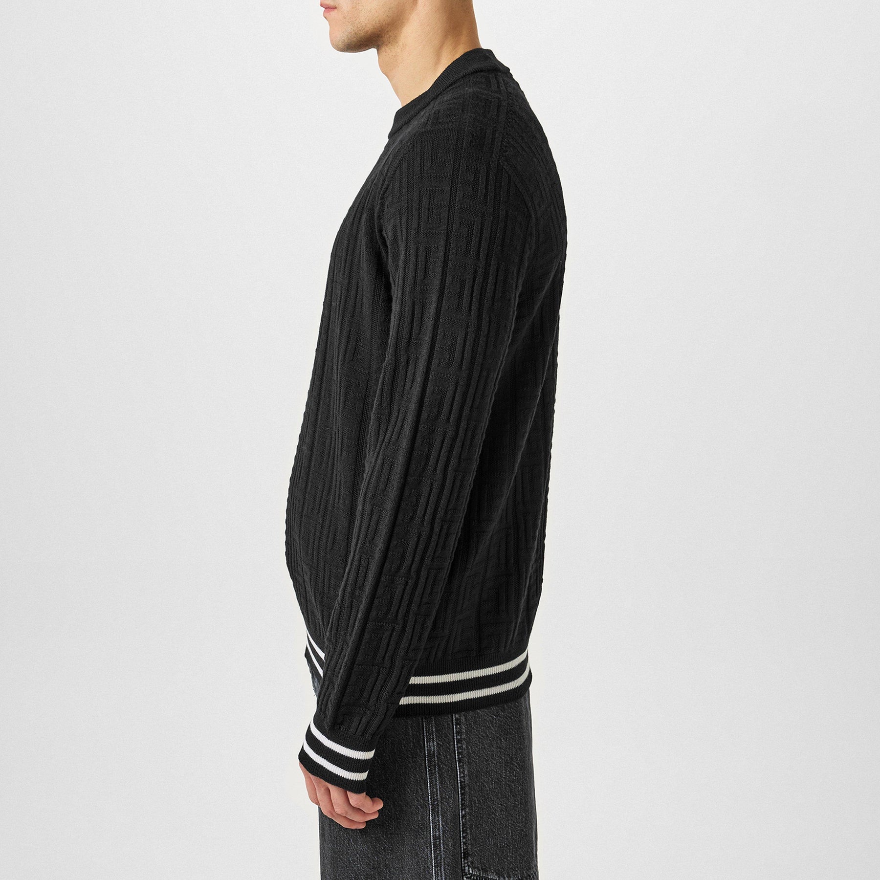 Striped Monogrammed Merino Wool Sweater