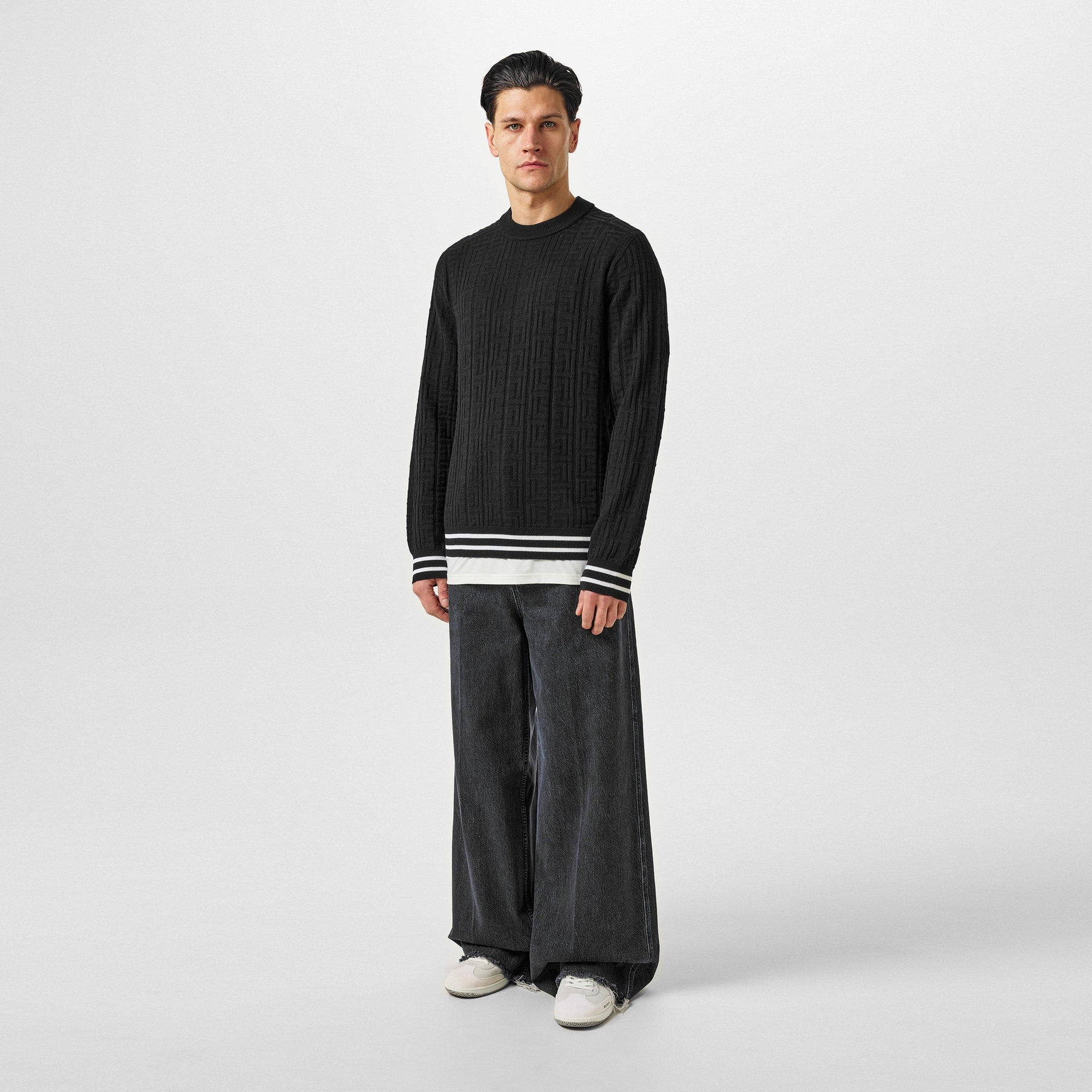 Striped Monogrammed Merino Wool Sweater