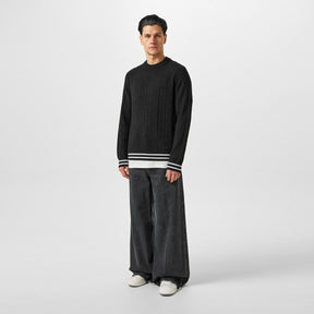Striped Monogrammed Merino Wool Sweater