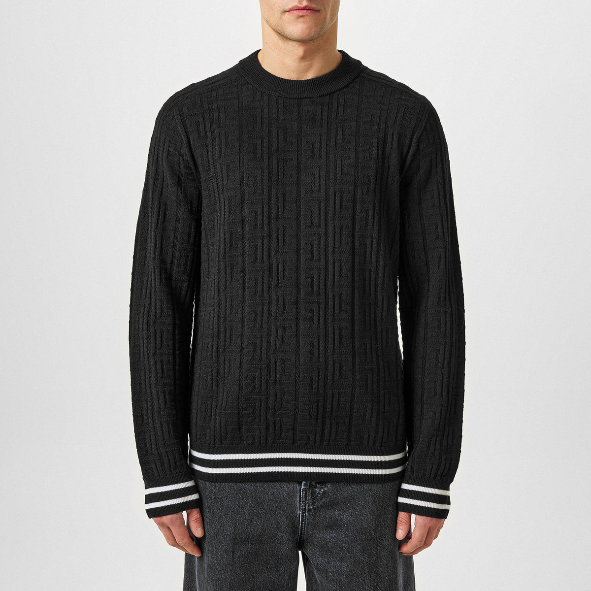 Striped Monogrammed Merino Wool Sweater