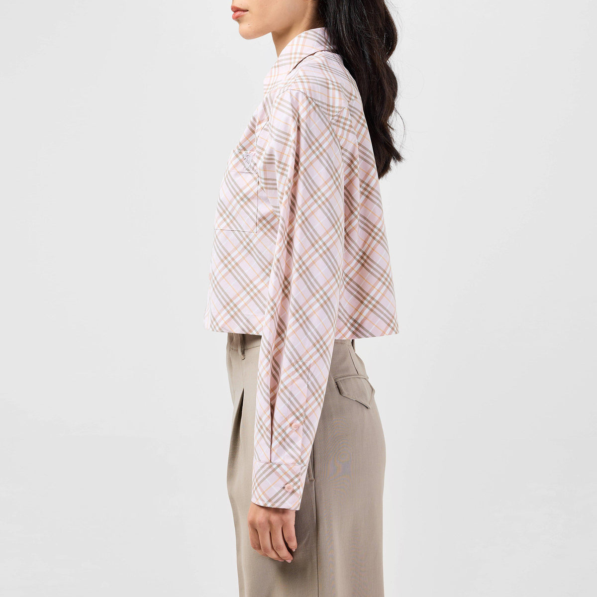 Cropped Check Cotton Shirt