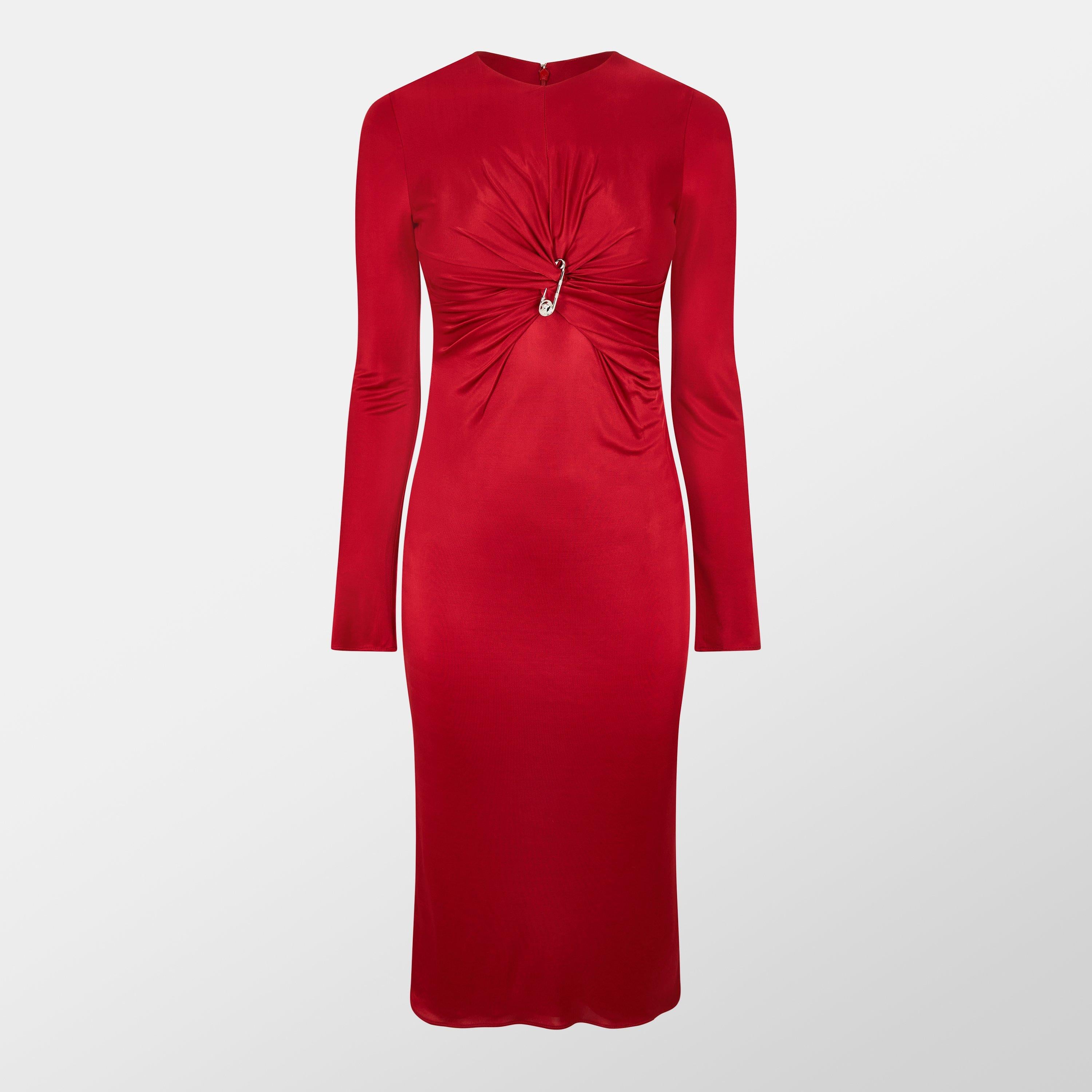 Safety Pin Gathered Fitted Dress