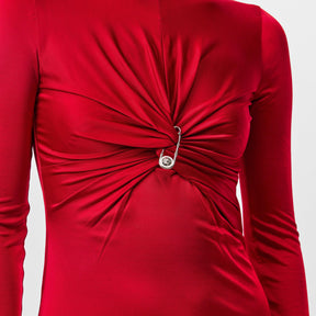 Safety Pin Gathered Fitted Dress