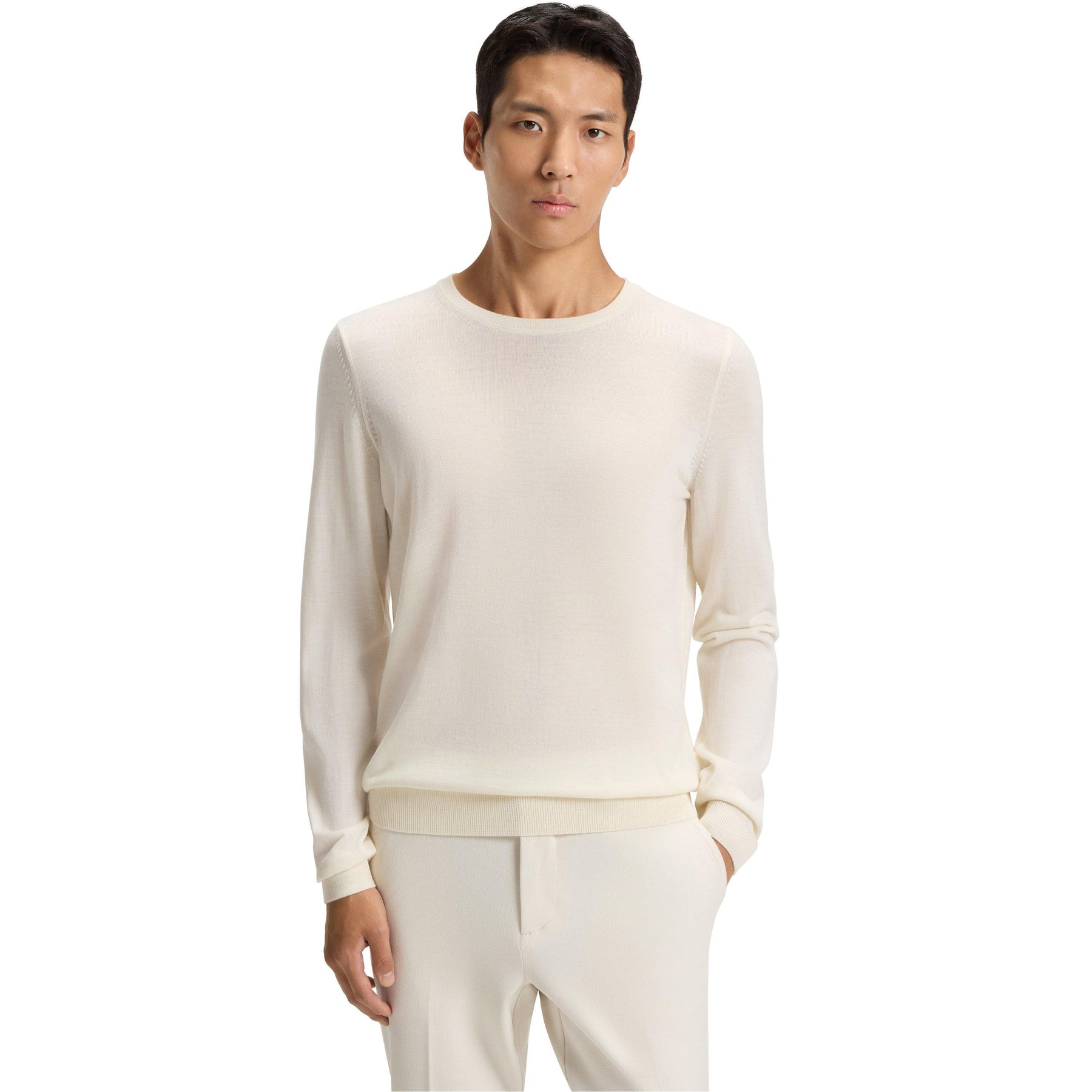 Men's Leno Knit Jumper, Soft Virgin Wool