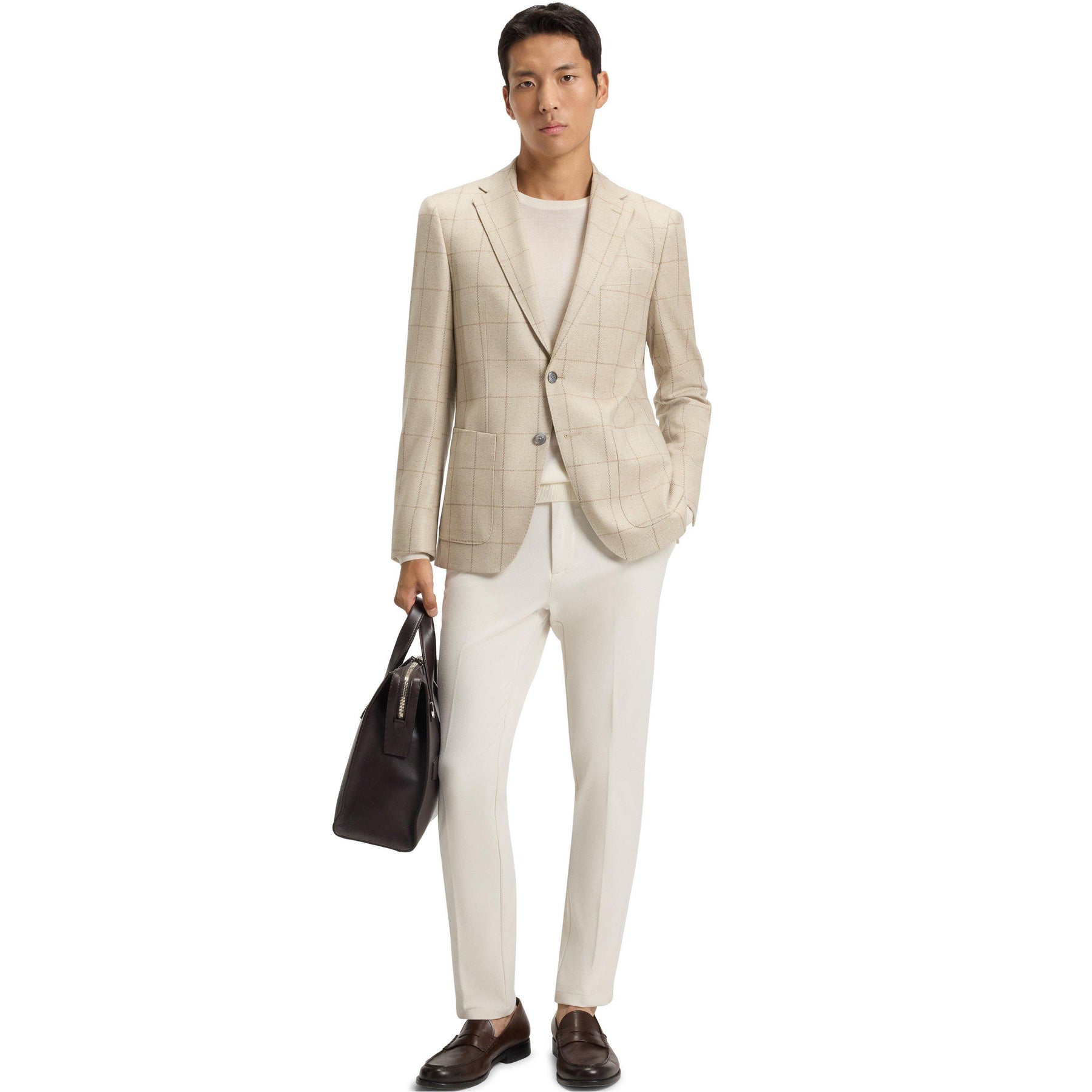 Men's Leno Knit Jumper, Soft Virgin Wool