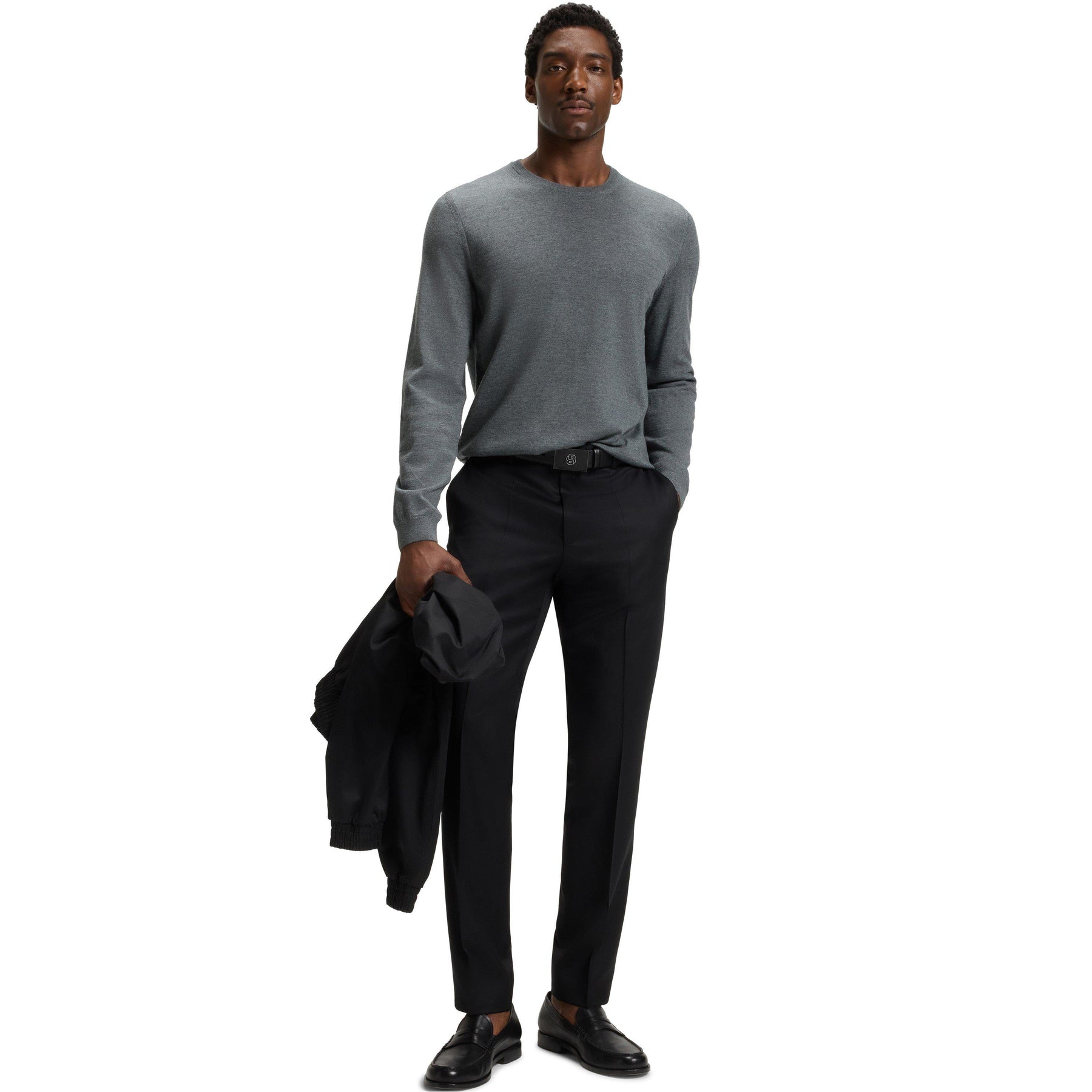 Men's Leno Knit Jumper, Soft Virgin Wool