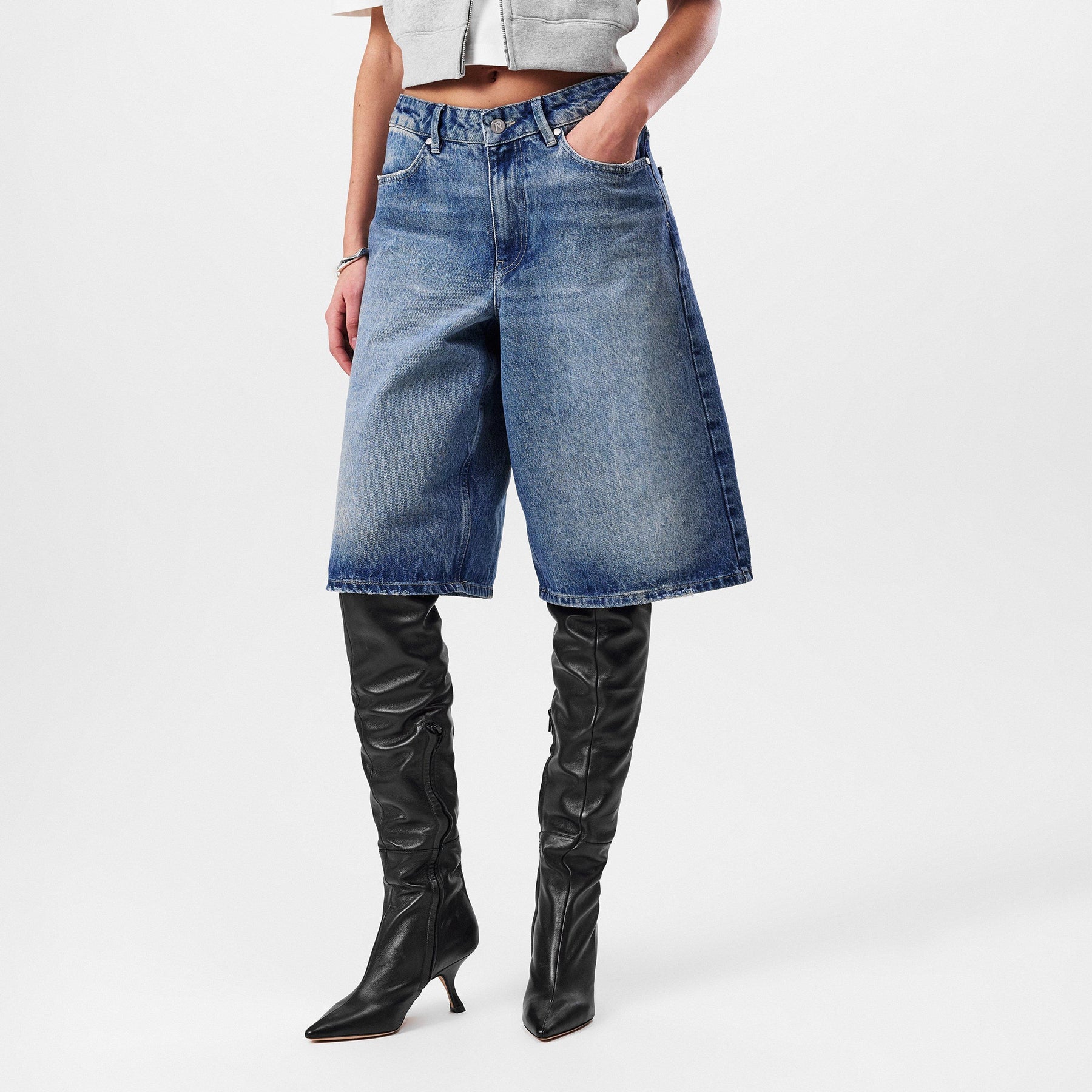 Women's Denim Bermuda Shorts, Classic Boyfriend Fit