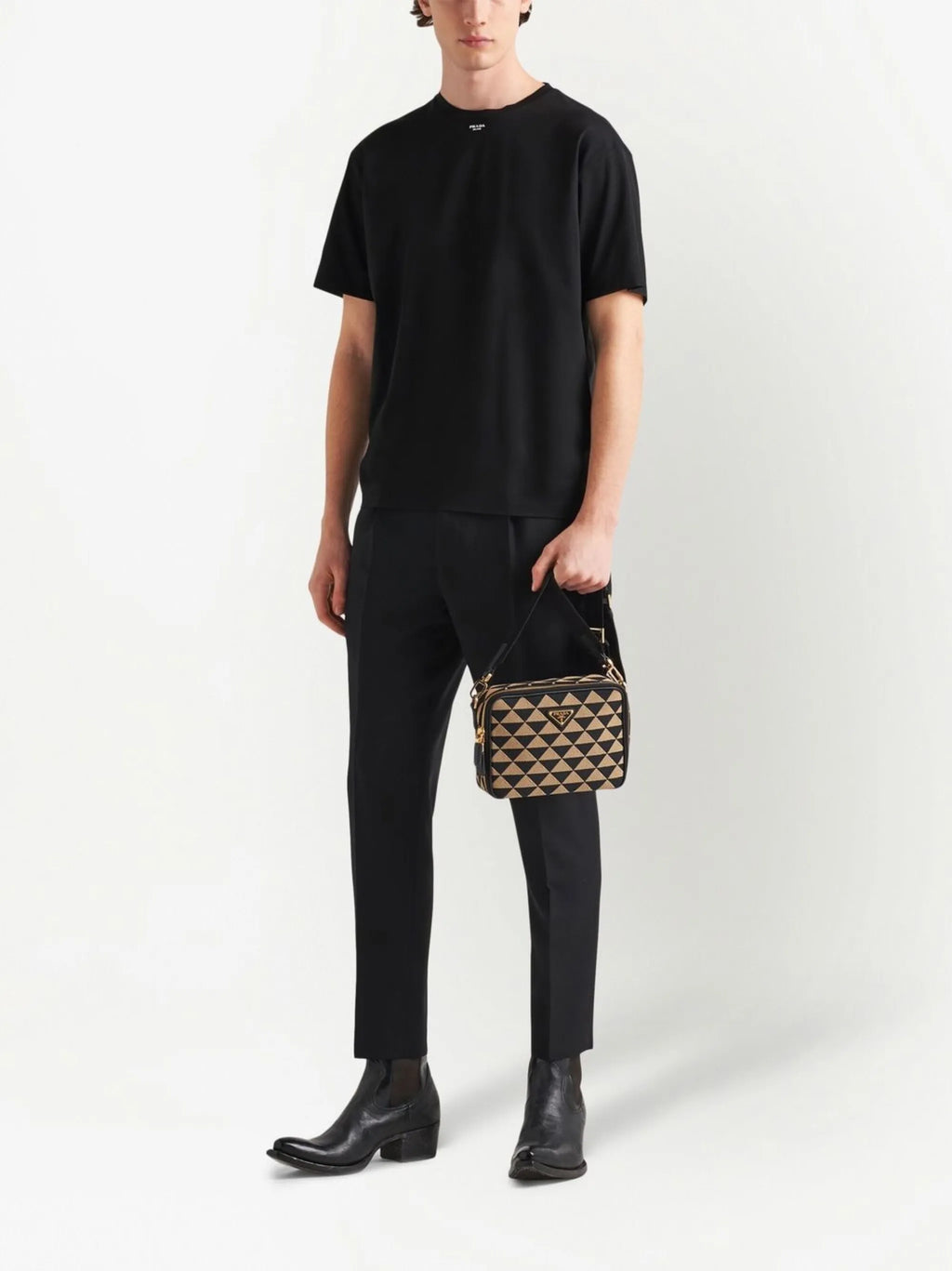 Prada Small Logo Print T-Shirt in Black