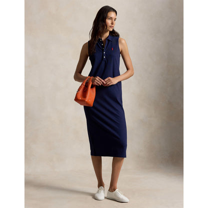 Stretch Cotton Sleeveless Polo Dress