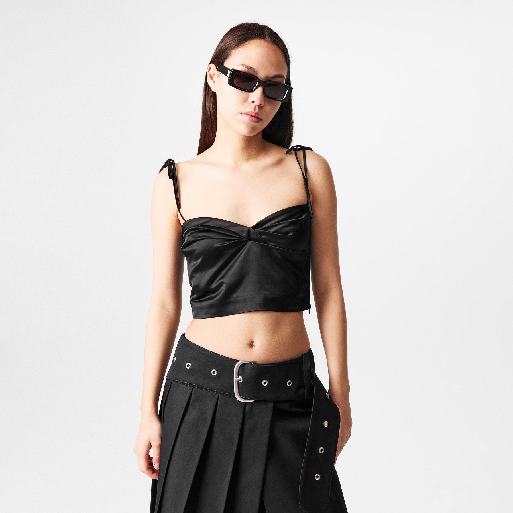 Women's Satin Twist T-Design Top