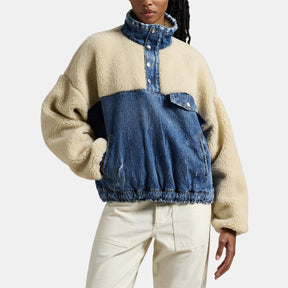 Polo Fleece And Denim Funnel Neck Sweater
