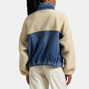 Polo Fleece And Denim Funnel Neck Sweater
