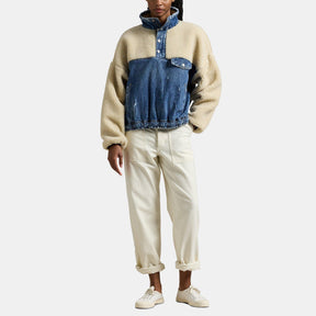 Polo Fleece And Denim Funnel Neck Sweater