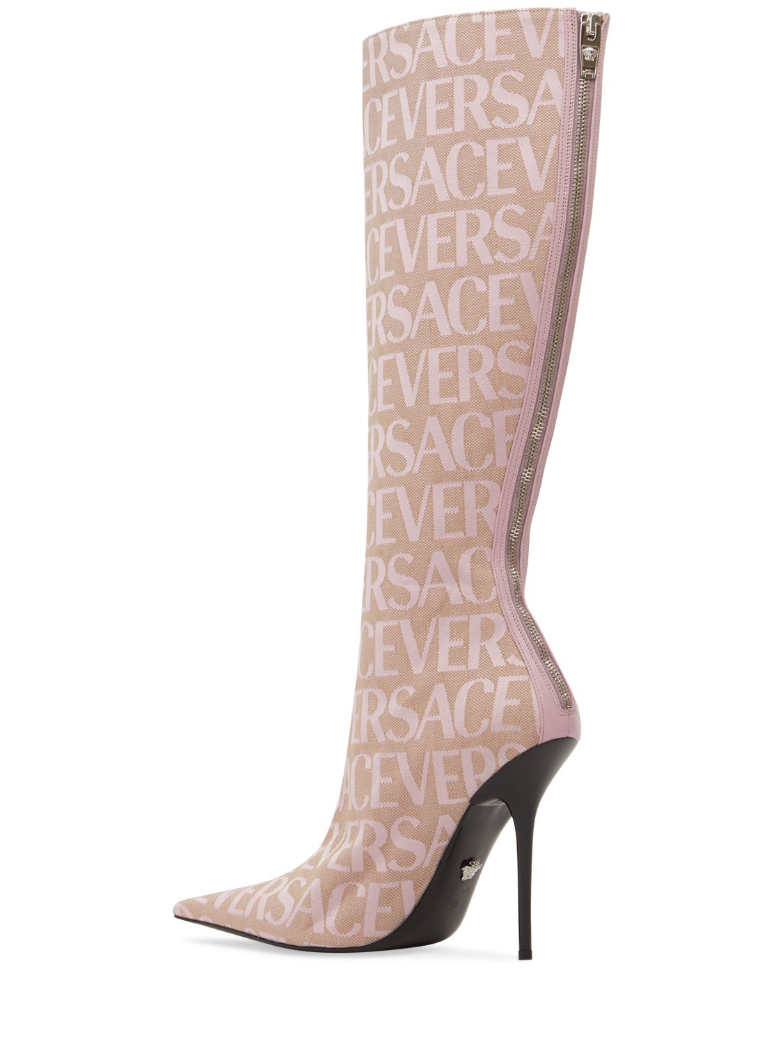 Versace 110mm Canvas & leather boots