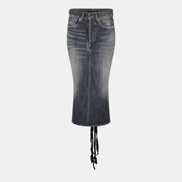 Lace-Up Denim Skirt