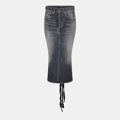 Lace-Up Denim Skirt