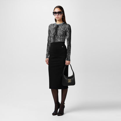 Pattern Print Knitted Crew Neck Jumper