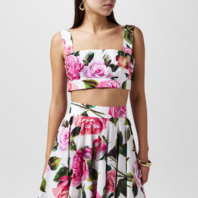 Rose Print Cotton Bralette Top