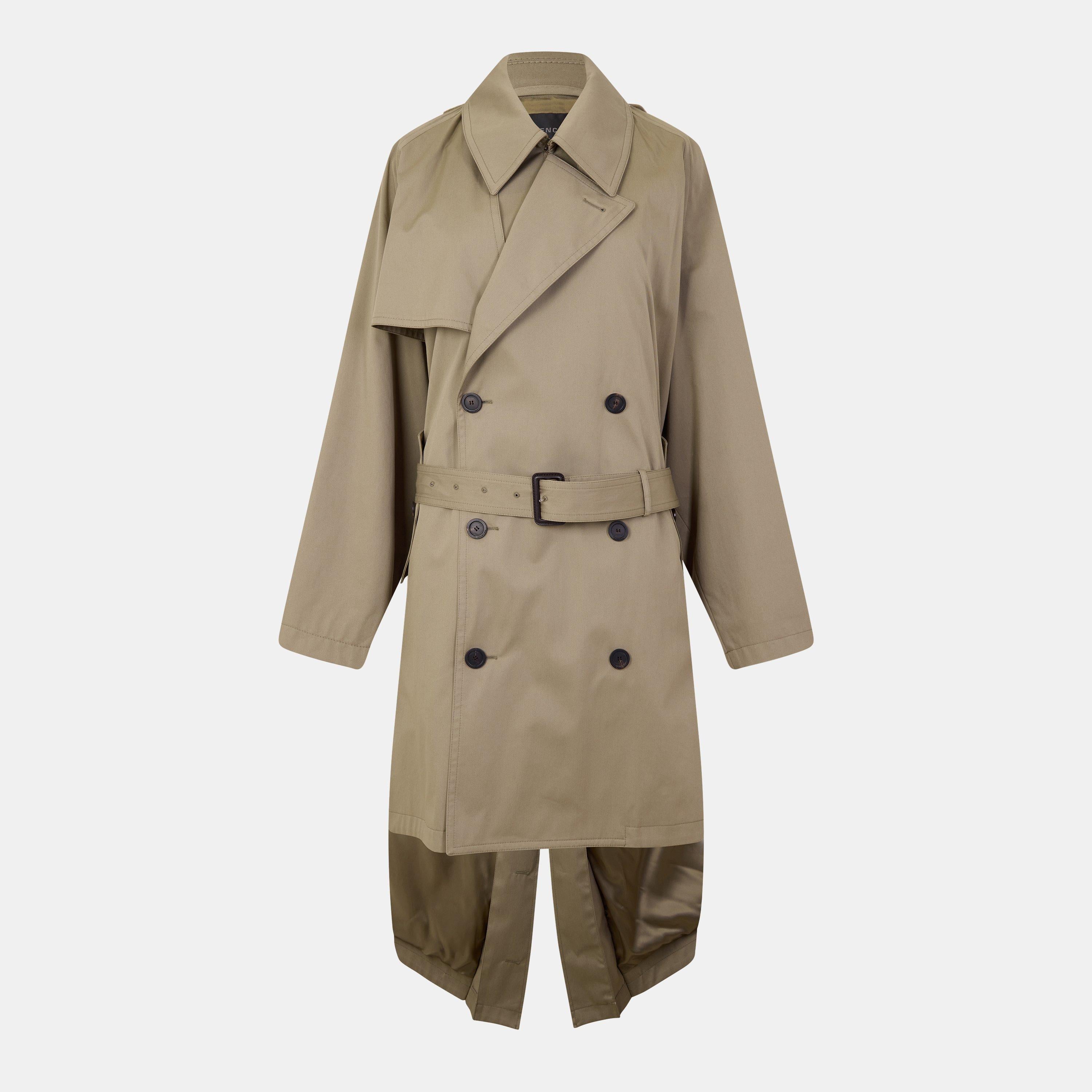 Draped Neck Tailored Fit Trench Coat