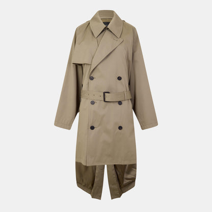 Draped Neck Tailored Fit Trench Coat