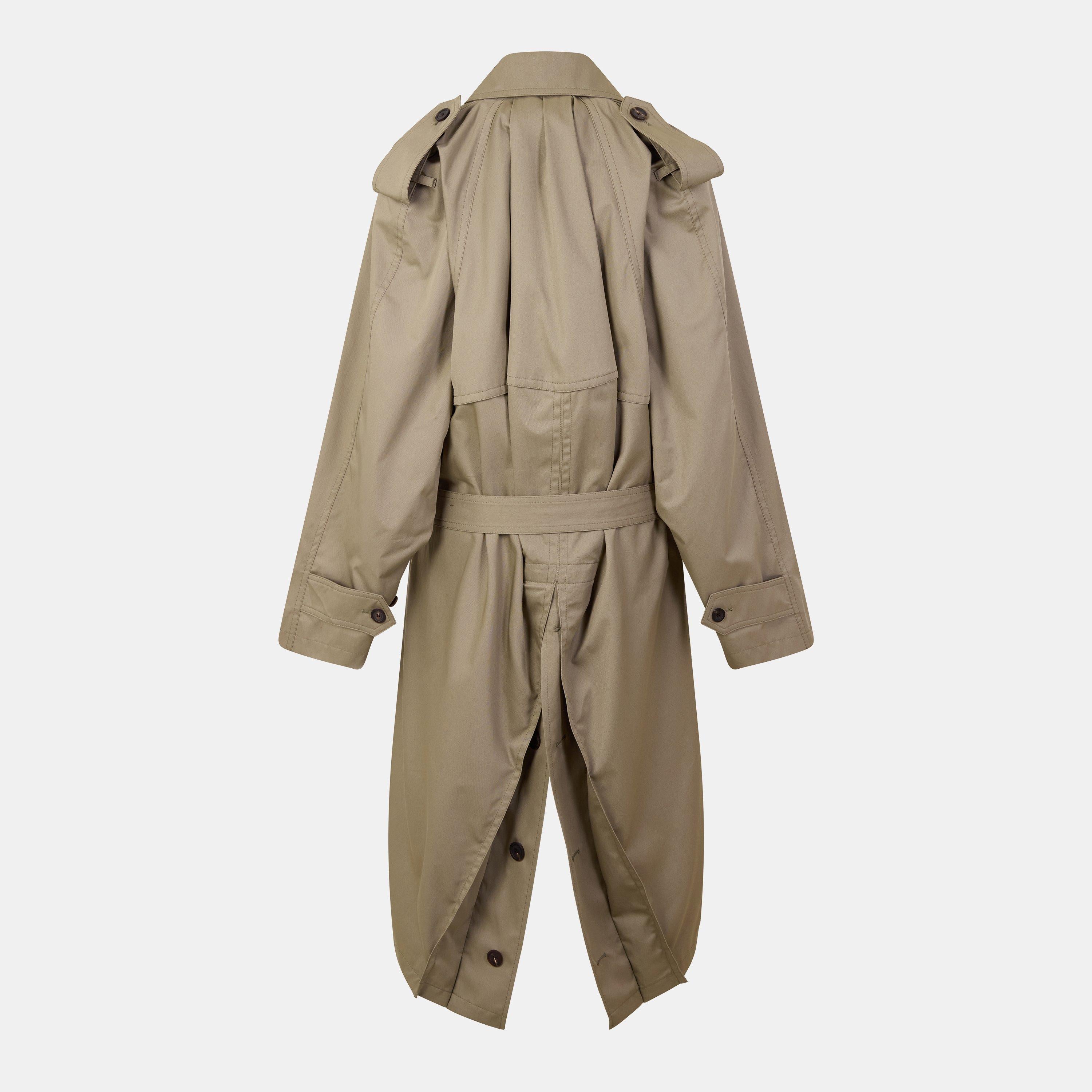 Draped Neck Tailored Fit Trench Coat