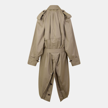 Draped Neck Tailored Fit Trench Coat