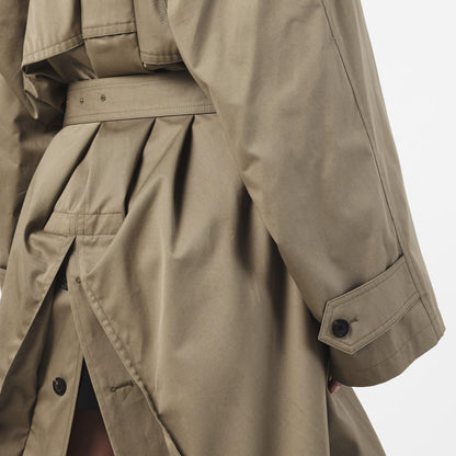 Draped Neck Tailored Fit Trench Coat