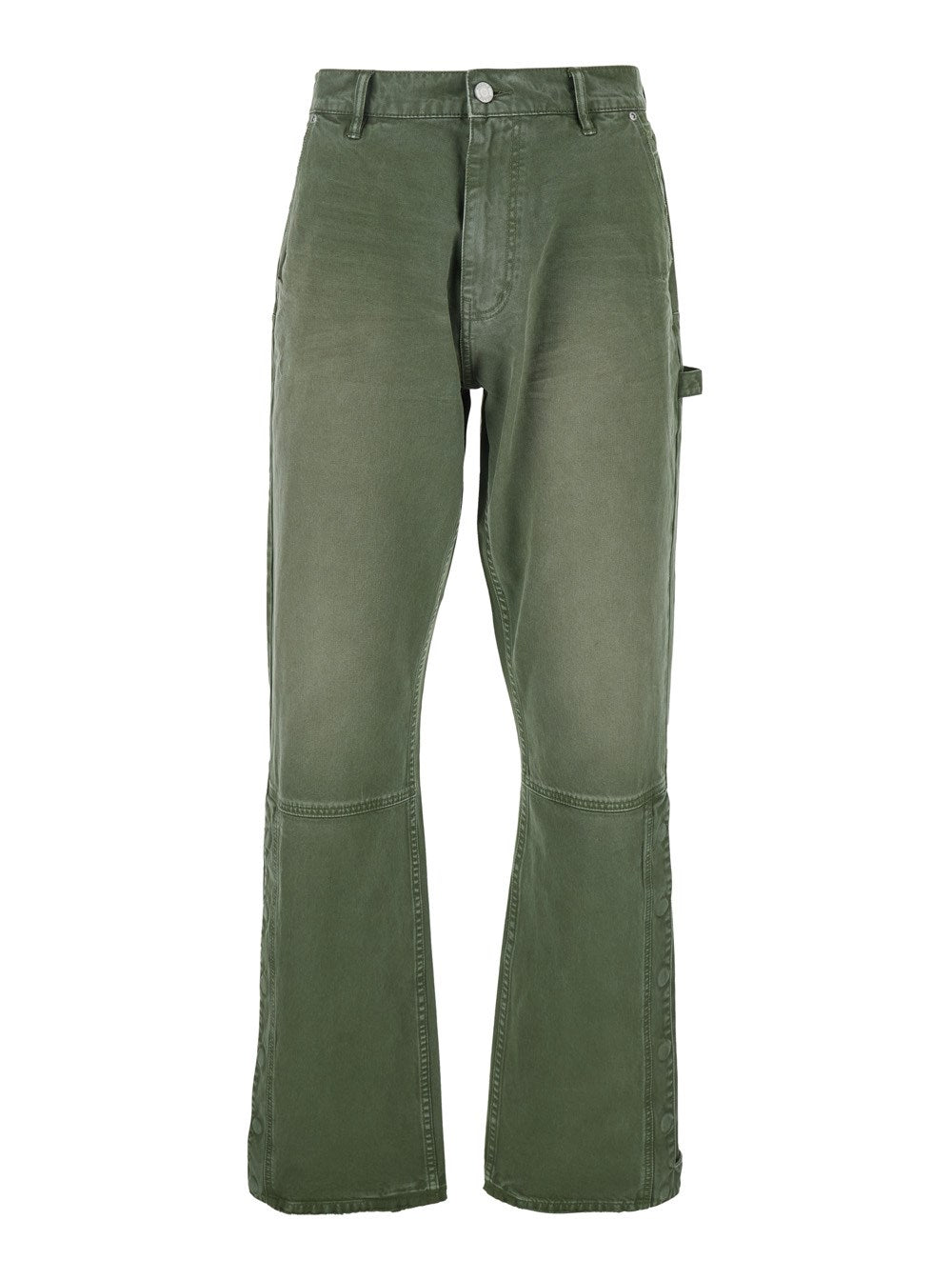 Purple brand Green Pants with Logo Patch on the Rear and Automatic Buttons in Fabric Man