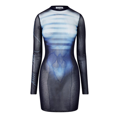 Long Sleeve Mesh Mini Dress