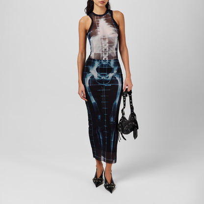 Skeleton High-Waisted Maxi Skirt