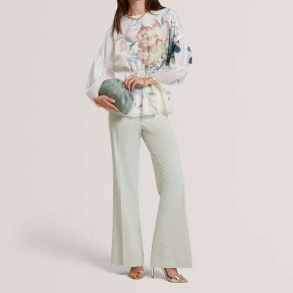 Ted Baker Soft Blooms Puff Sleeve Peplum Top