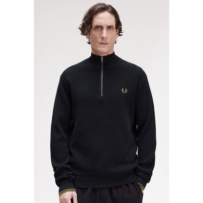 Waffle Stitch Half Zip Jumper