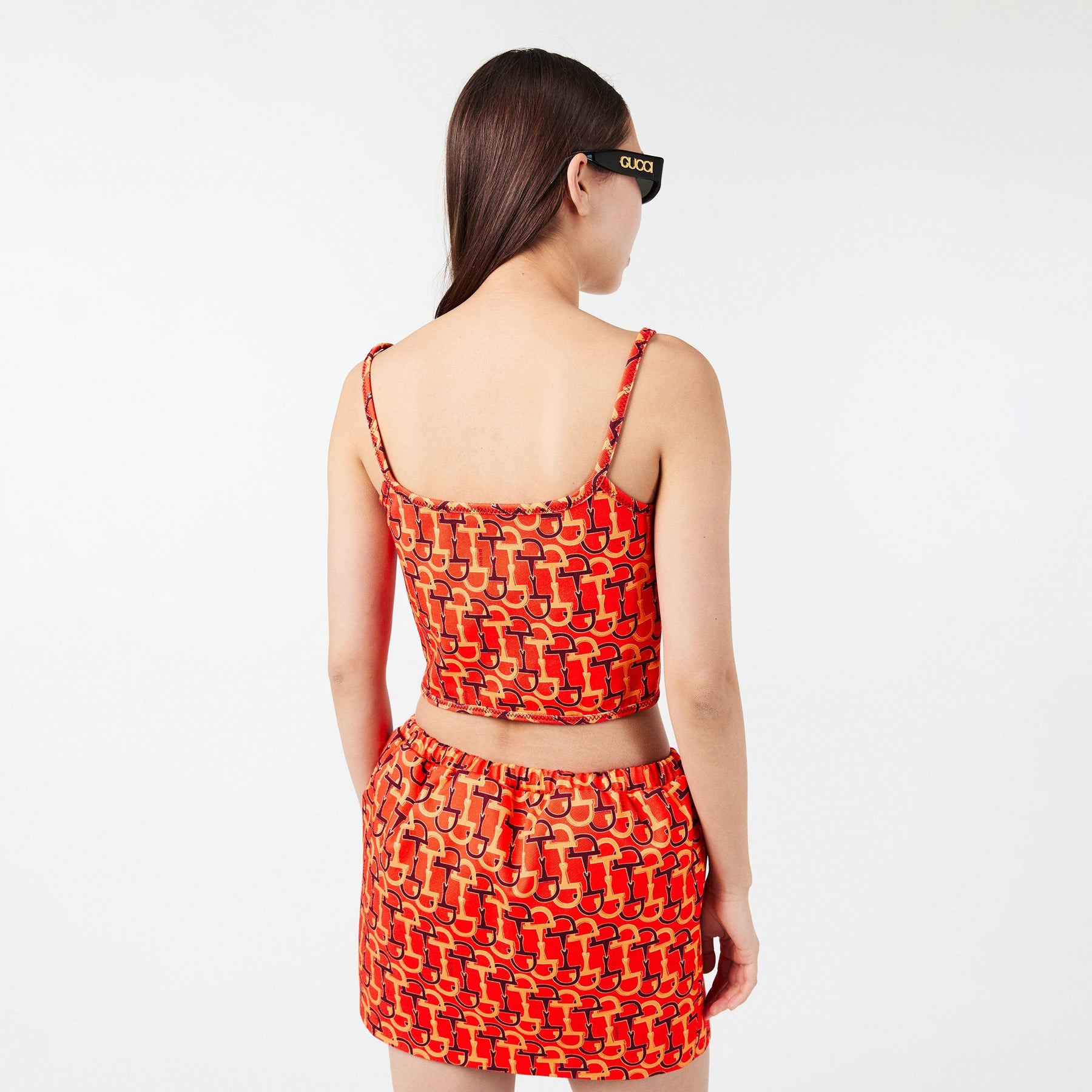 Cropped Printed Cotton-Twill Top