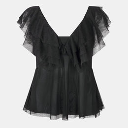 Waterfall Neck Puff Sleeve Top