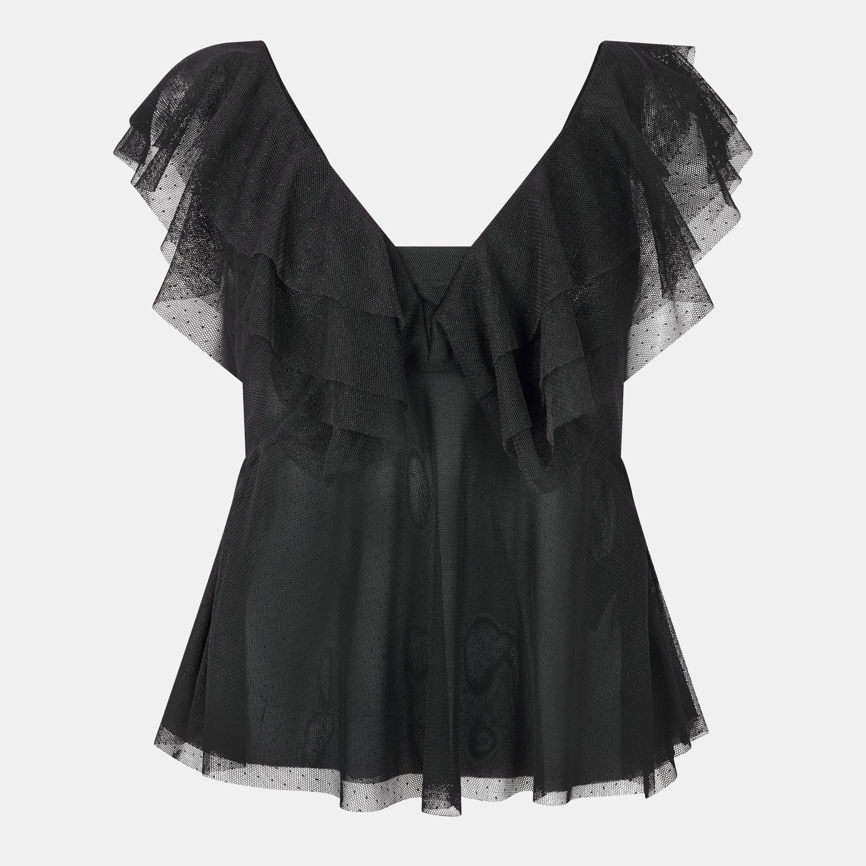 Waterfall Neck Puff Sleeve Top