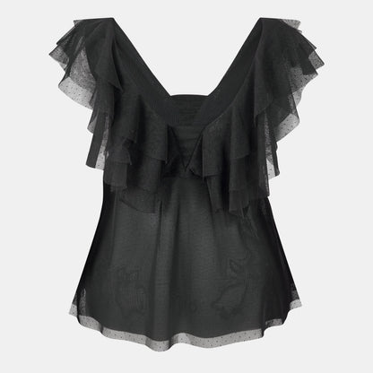 Waterfall Neck Puff Sleeve Top