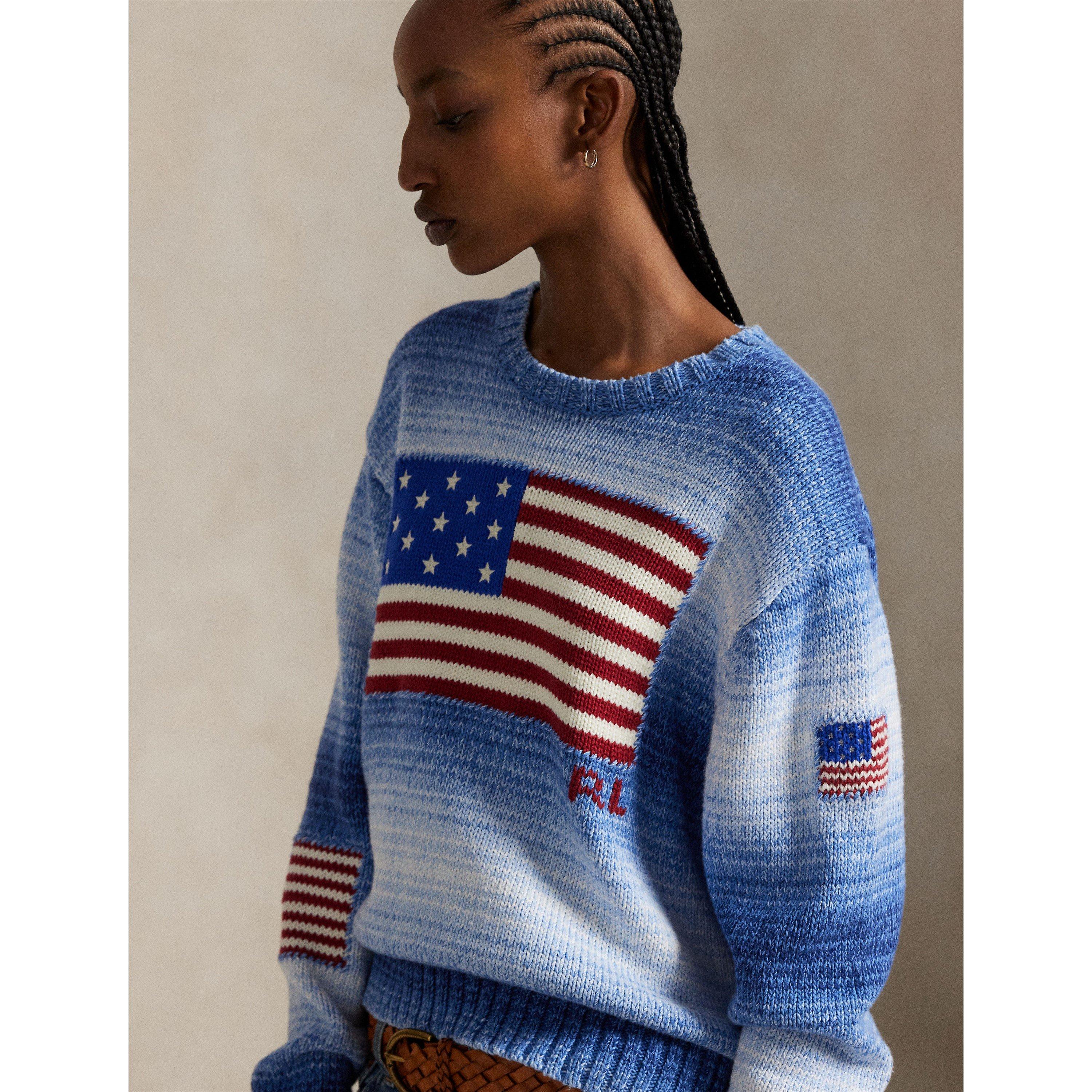 Flag Structured Knit Relaxed Fit Crew Neck Jumper