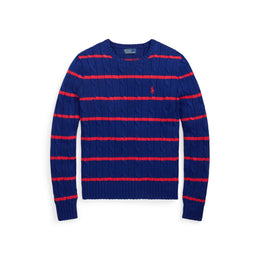 Cable Stripe Crew Neck Jumper