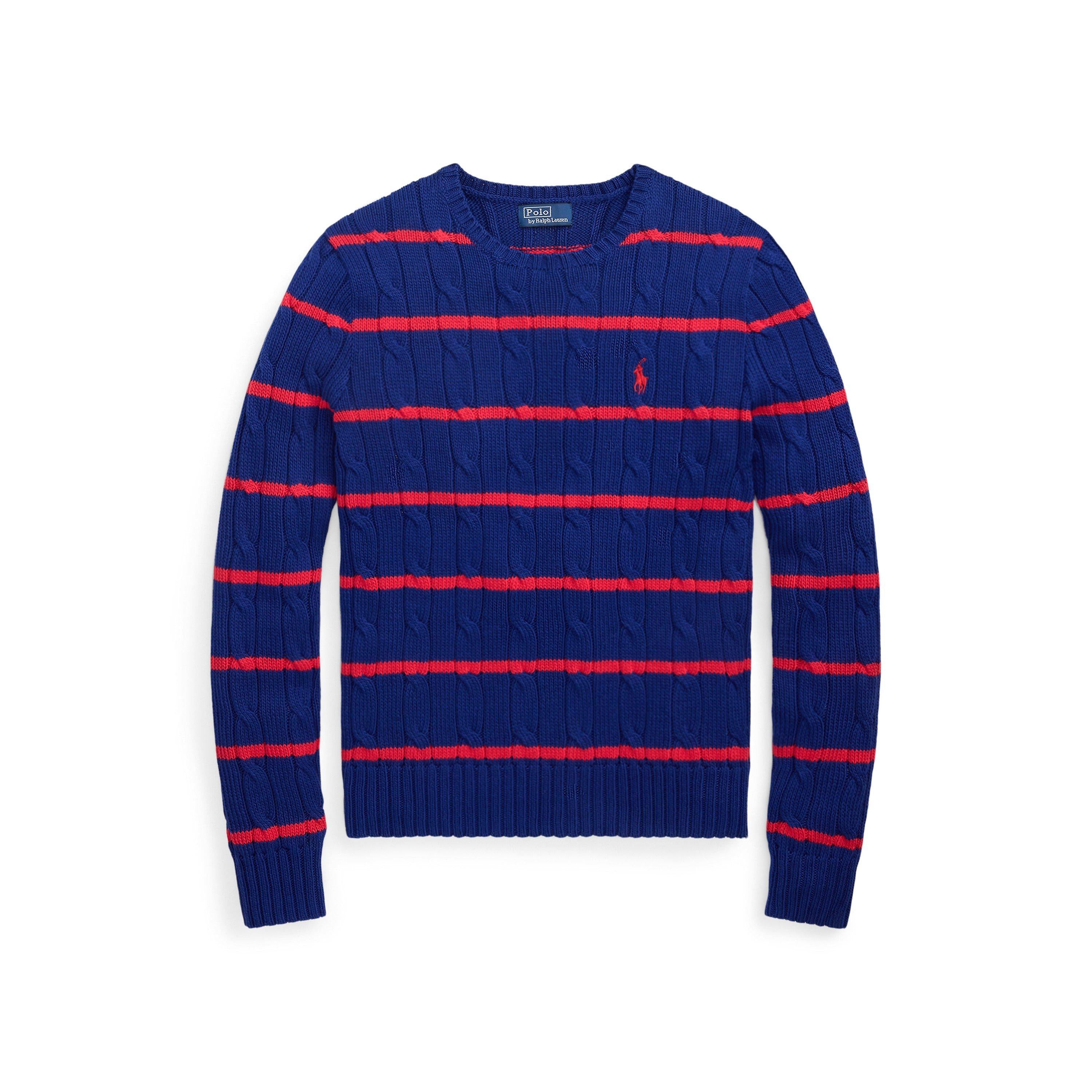 Cable Stripe Crew Neck Jumper
