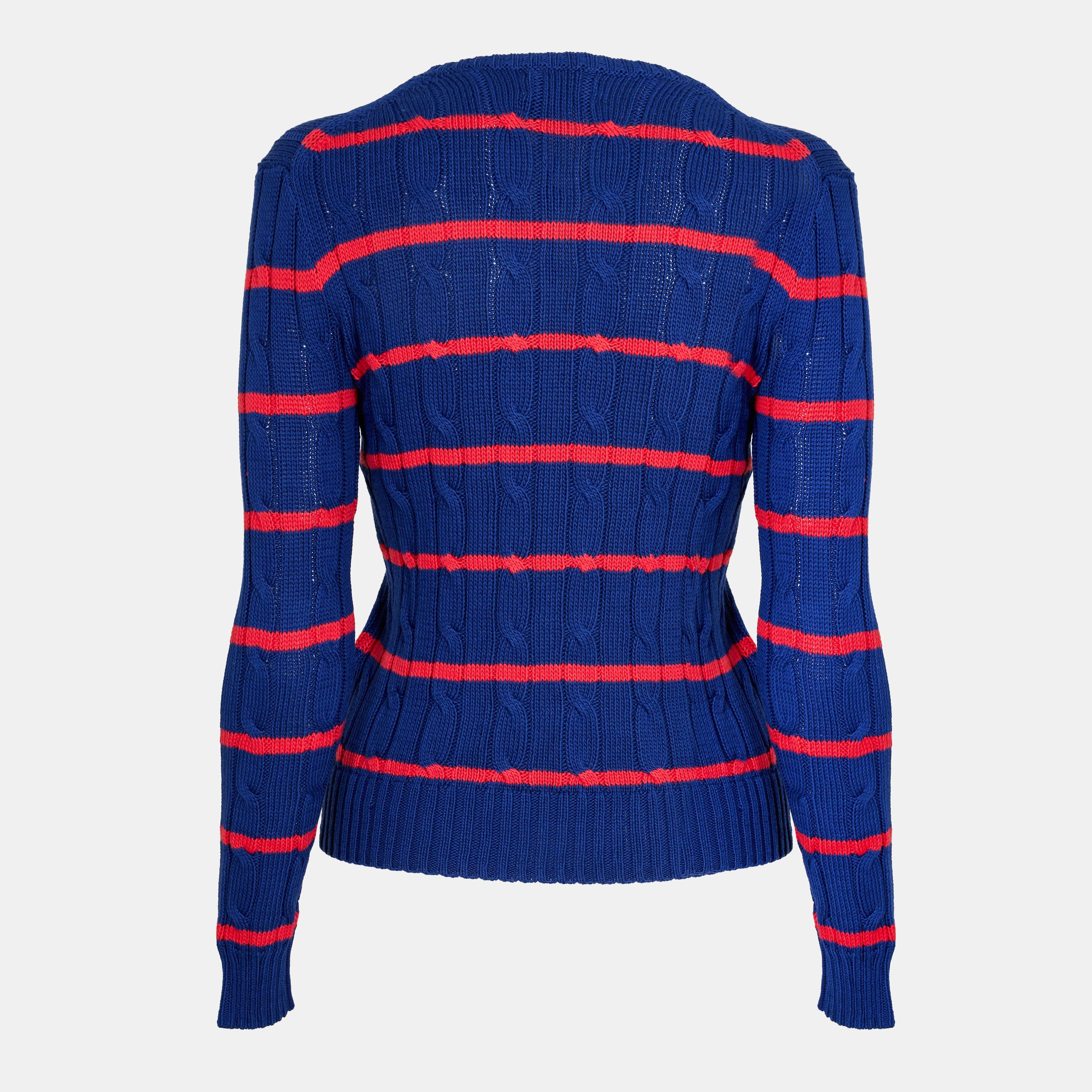Cable Stripe Crew Neck Jumper