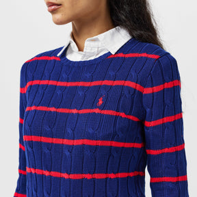 Women's Cable Stripe Crew Neck Jumper