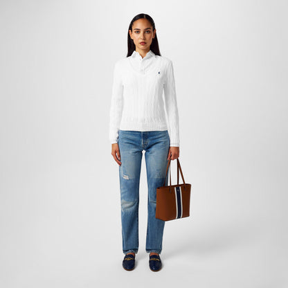 Women's Cable-Knit V-neck Jumper