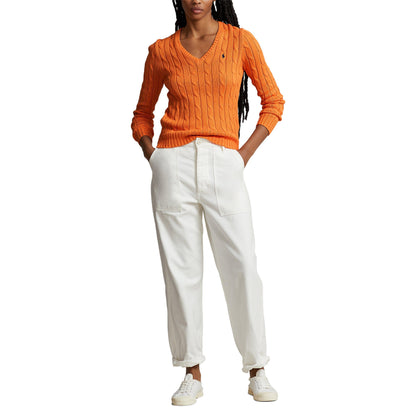 Women's Cable-Knit V-neck Jumper