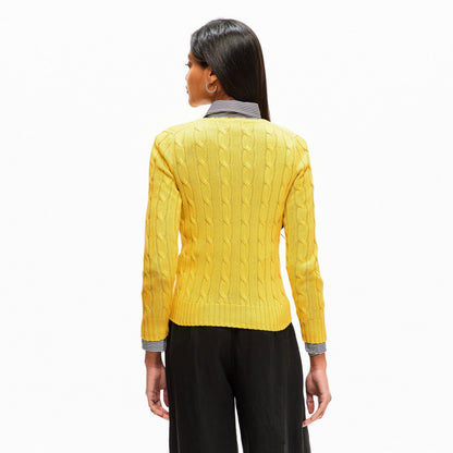 Cable-Knit V-neck Jumper