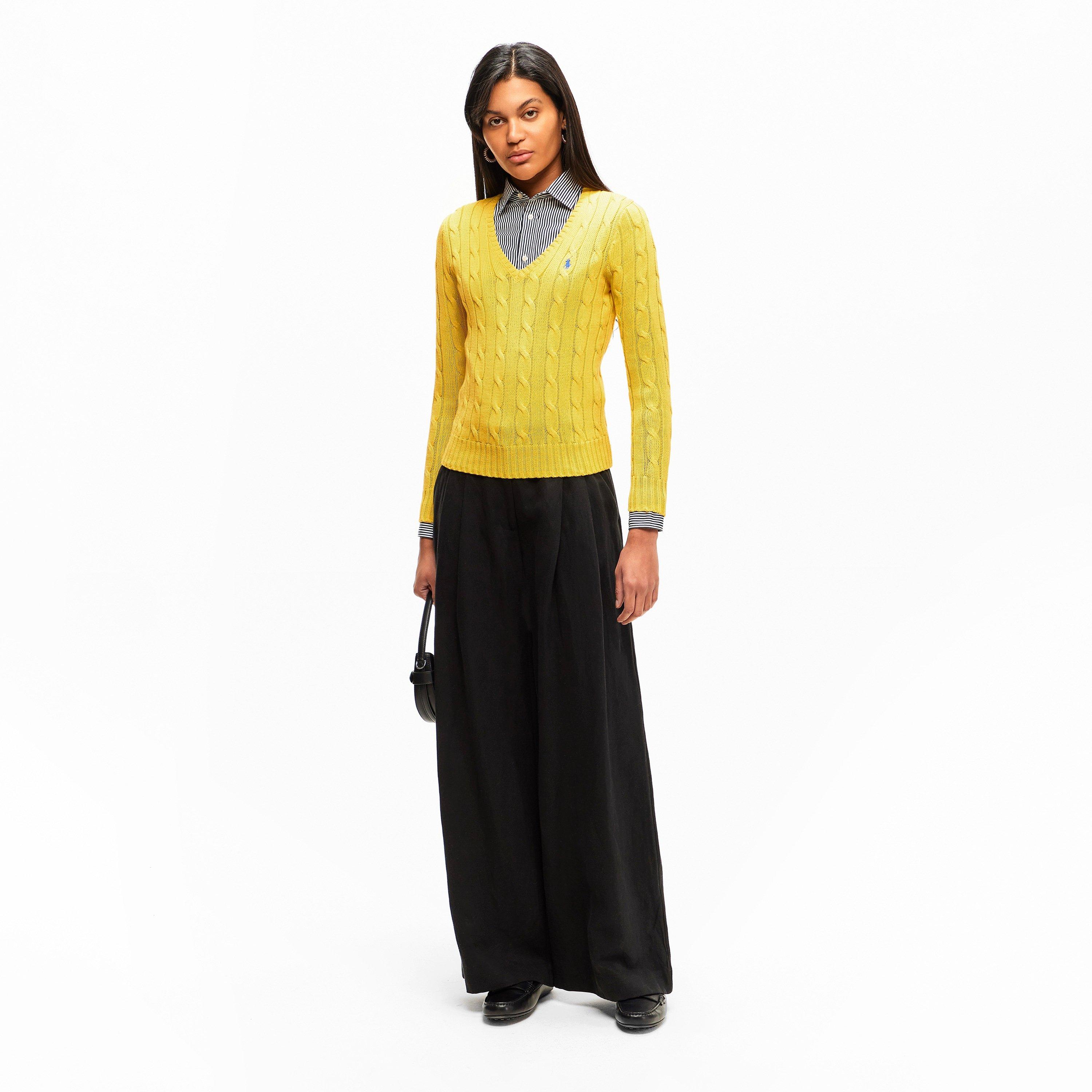 Cable-Knit V-neck Jumper