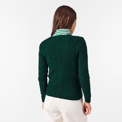 Women's Cable-Knit V-neck Jumper