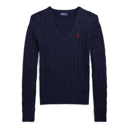 Women's Cable-Knit V-neck Jumper