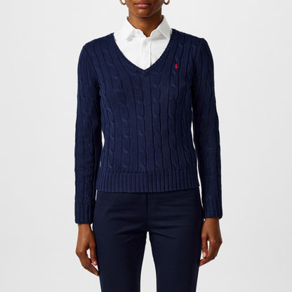 Women's Cable-Knit V-neck Jumper