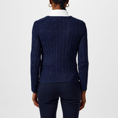 Women's Cable-Knit V-neck Jumper